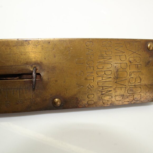 Vintage Excelsior Improved Spring Balance Brass Hanging Scale 50lb Sargent & Co. - Picture 3 of 8